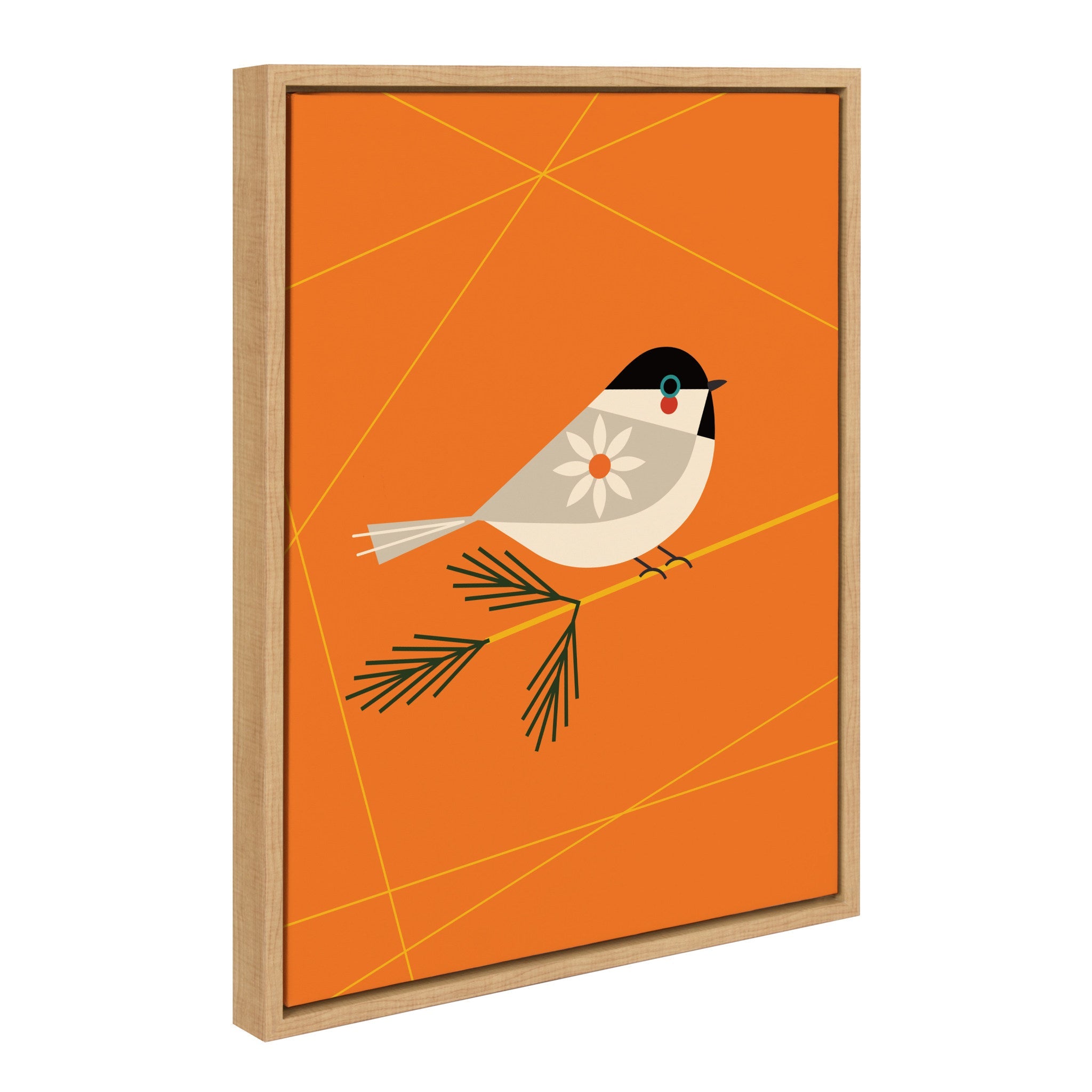 Sylvie Black-Capped Chickadee framed canvas art showing a black-capped chickadee perched on a branch