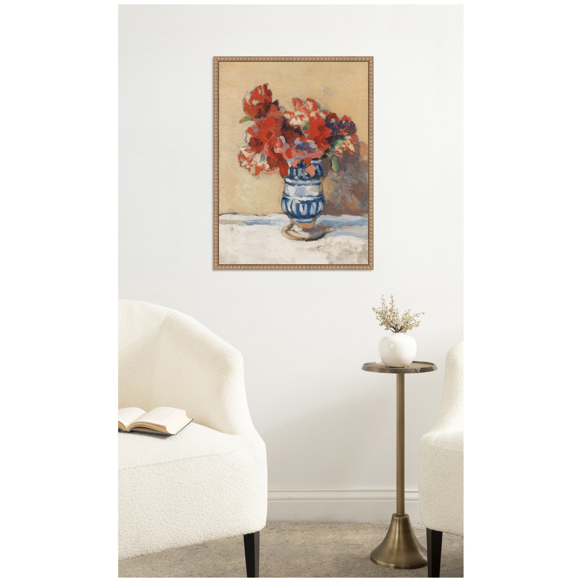 Flowers in a Blue Vase by Christopher Wood by Nostalgia Prints Framed Canvas Wall Art Print