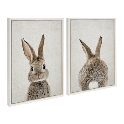 Sylvie Bunny Portrait and Bunny Tail Framed Canvas Art Set by Amy Peterson Art Studio