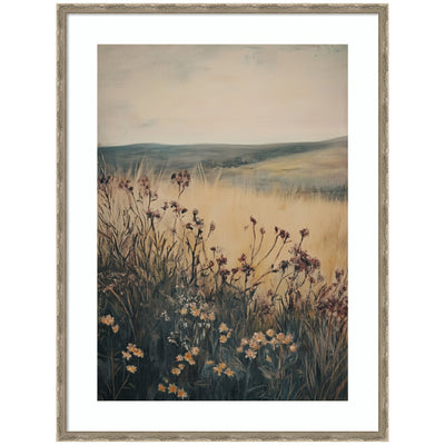 Landscape Wild Flower framed wall art print by Melloi Art Prints showing floral and landscape design