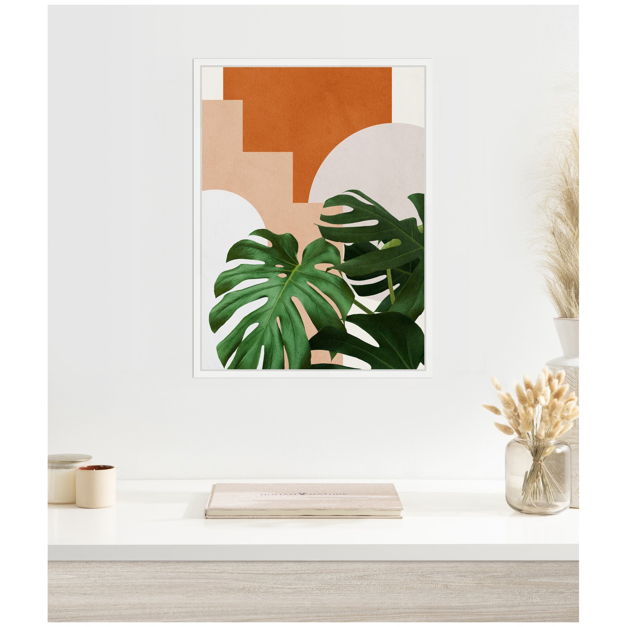 Sylvie Abstract Botanical 2 Leaves Framed Canvas by July Art Prints