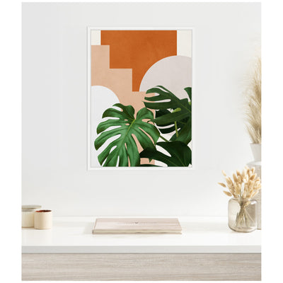 Sylvie Abstract Botanical 2 Leaves Framed Canvas by July Art Prints