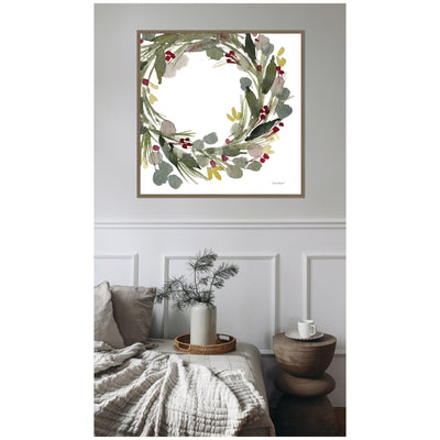 Sylvie Framed Canvas Loose Christmas Wreath by Patricia Shaw