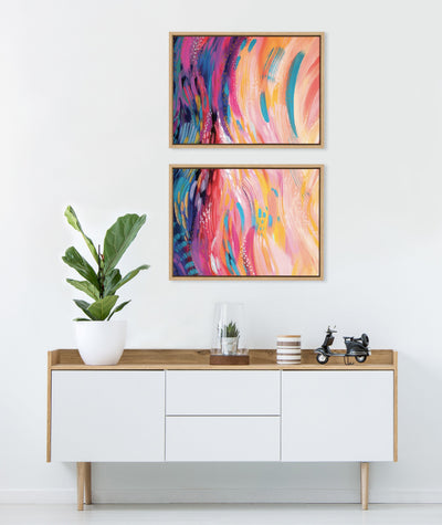 Sylvie Brush Strokes 90 Framed Canvas Set by kateandlaurel - product image 8 for Resin Society