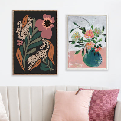 Sylvie Beaded Wild Blooms Framed Canvas by Nikita Jariwala