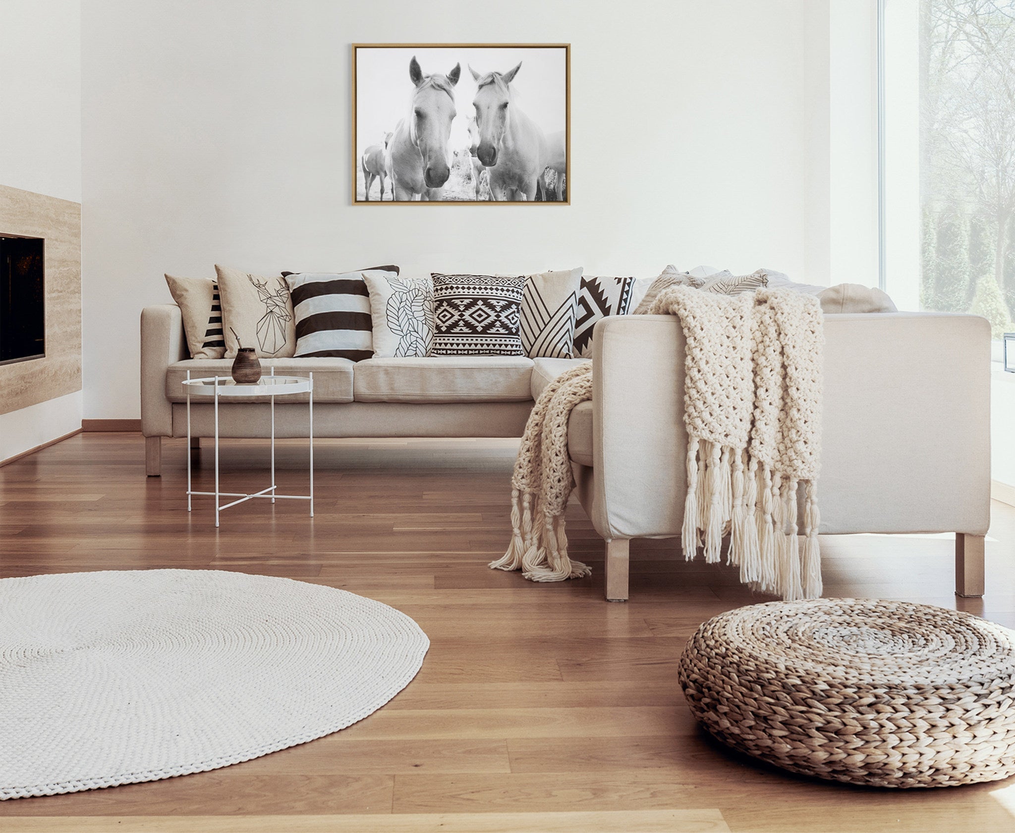 Sylvie Camargue Horse XVII BW Framed Canvas by Laura Evans by kateandlaurel - product image 6 for Resin Society