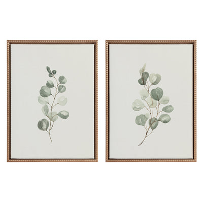 Sylvie Beaded Eucalyptus 4a and Eucalyptus 4b Framed Canvas Art Set