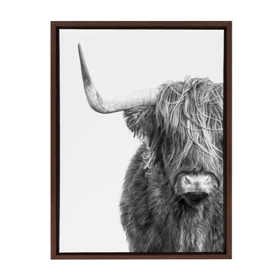 Sylvie B&W Highland Cow No. 1 Framed Canvas by Amy Peterson Art Studio