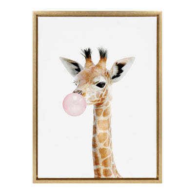 Sylvie Bubble Gum Giraffe Framed Canvas by Amy Peterson Art Studio by kateandlaurel - product image 2 for Resin Society