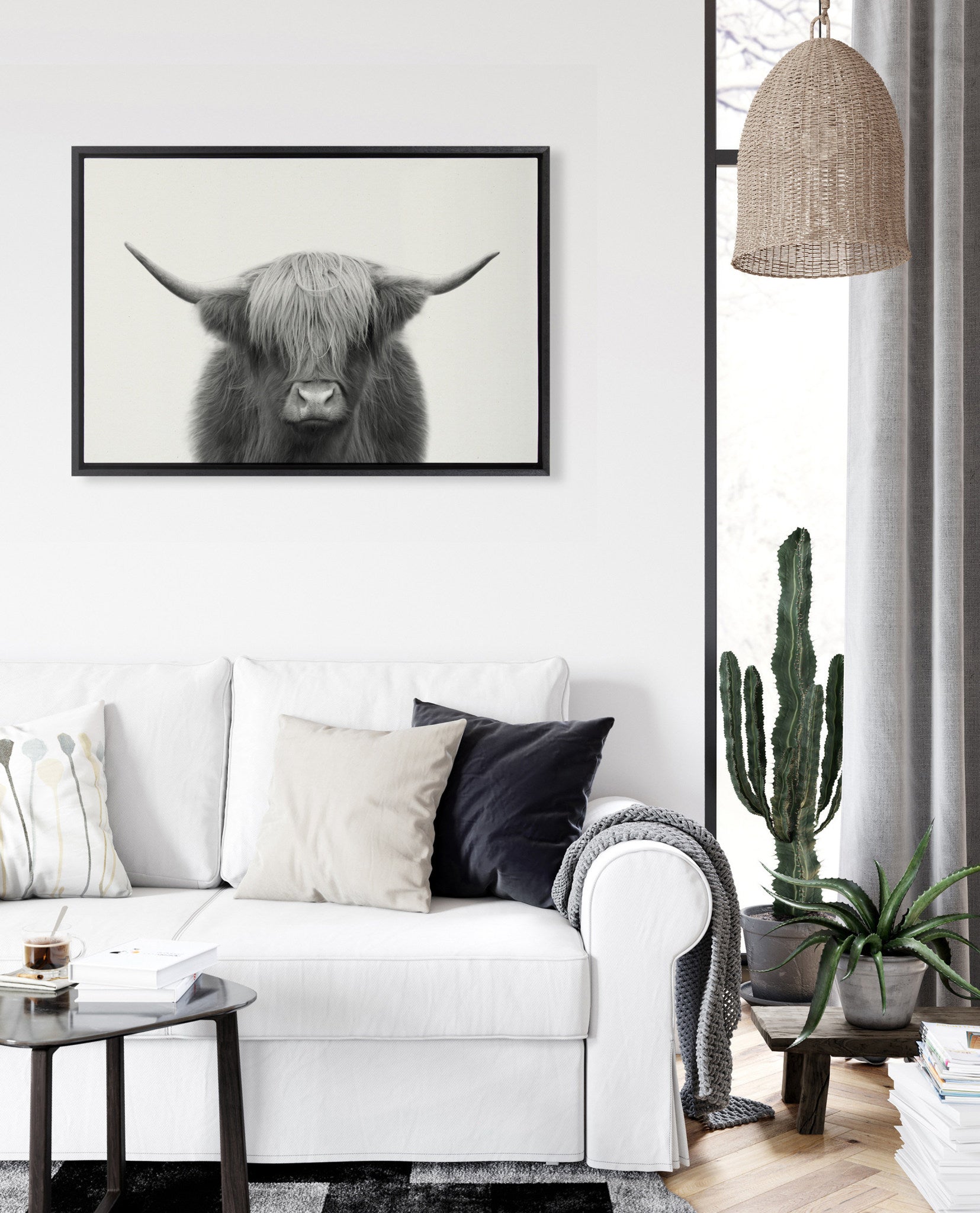 Sylvie Hey Dude Highland Cow Framed Linen Canvas by kateandlaurel - product image 5 for Resin Society