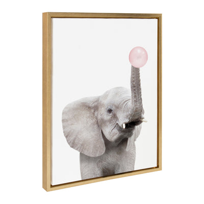 Sylvie Bubble Gum Elephant Framed Canvas by Amy Peterson Art Studio by kateandlaurel - product image 16 for Resin Society