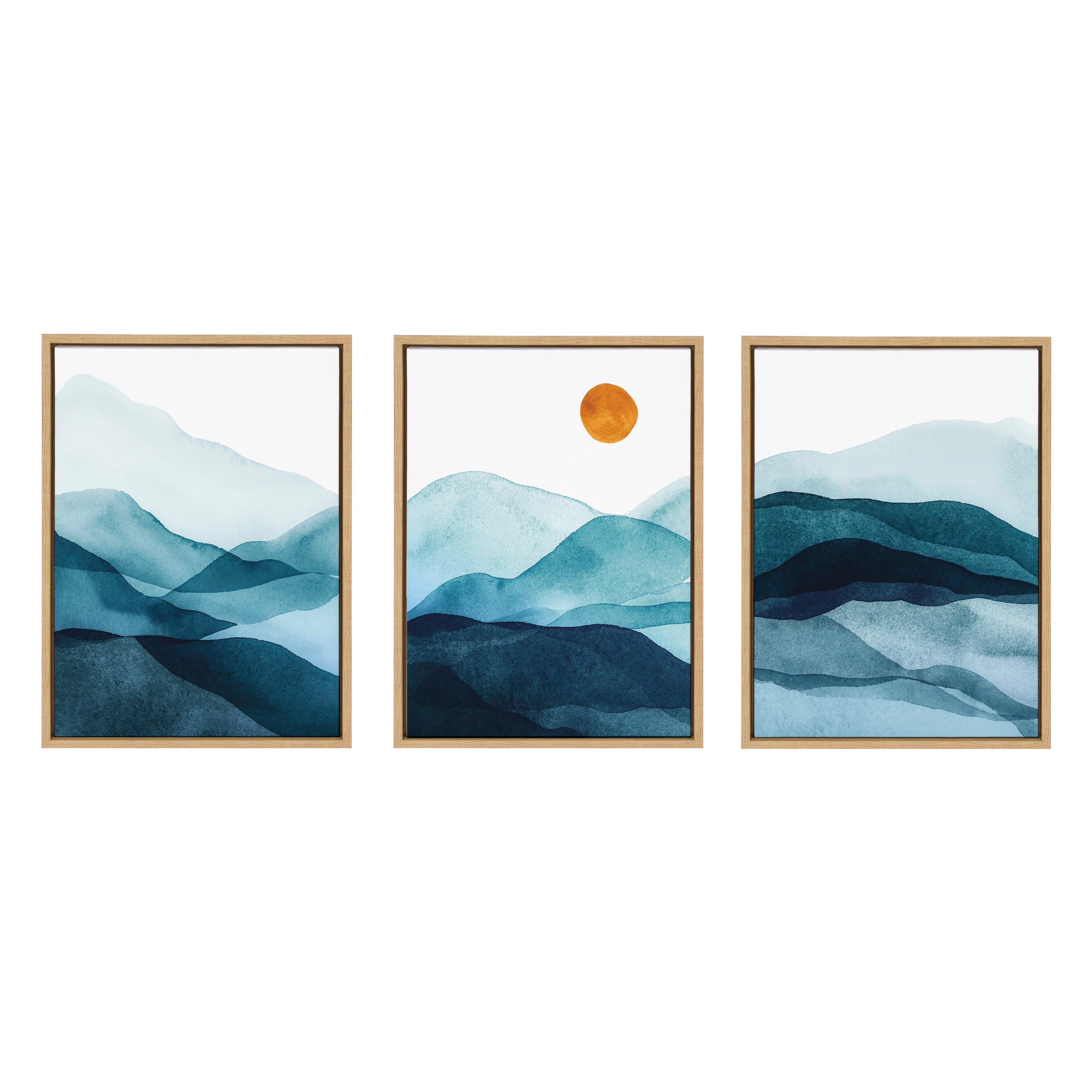 Sylvie Blue Mountain Range Framed Canvas Set by kateandlaurel - product image 13 for Resin Society
