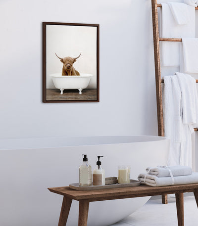 Sylvie Highland Cow in Tub Color Framed Canvas