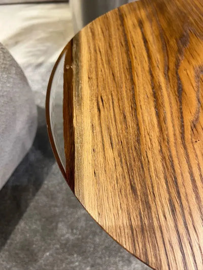 Mushroom Side and End Table made of Walnut wood and clear epoxy resin with sculptural cone-shaped base