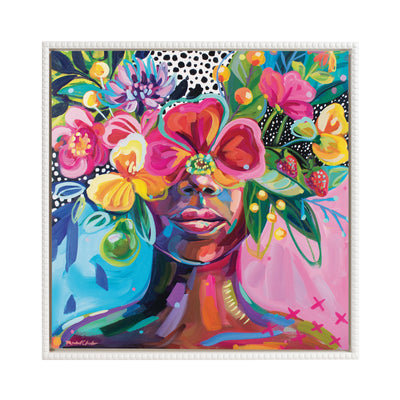Sylvie Beaded She Was A Curious Mind Framed Canvas by Rachel Christopoulos