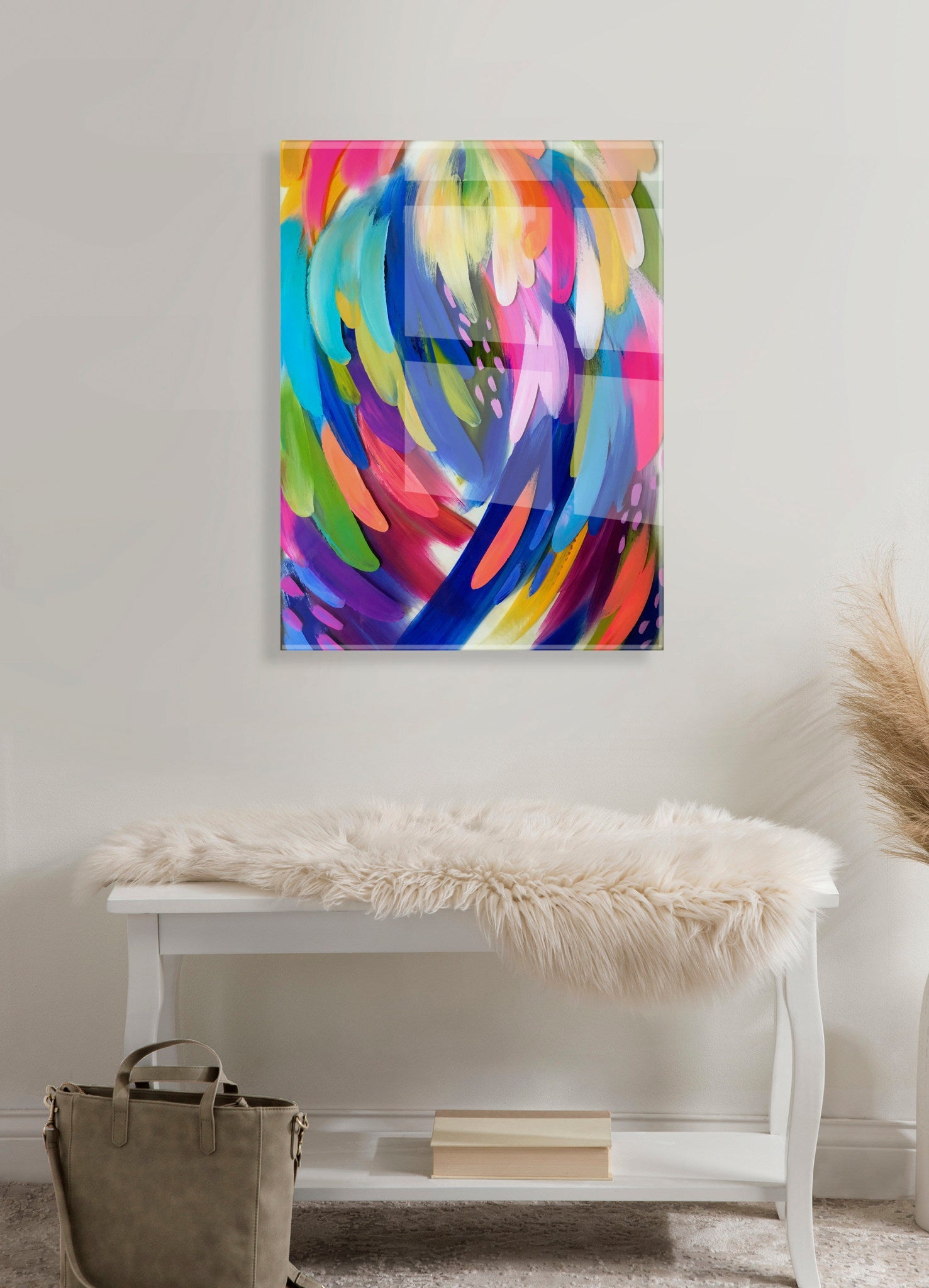 Bright Brush Strokes Floating Acrylic Art by kateandlaurel - product image 9 for Resin Society