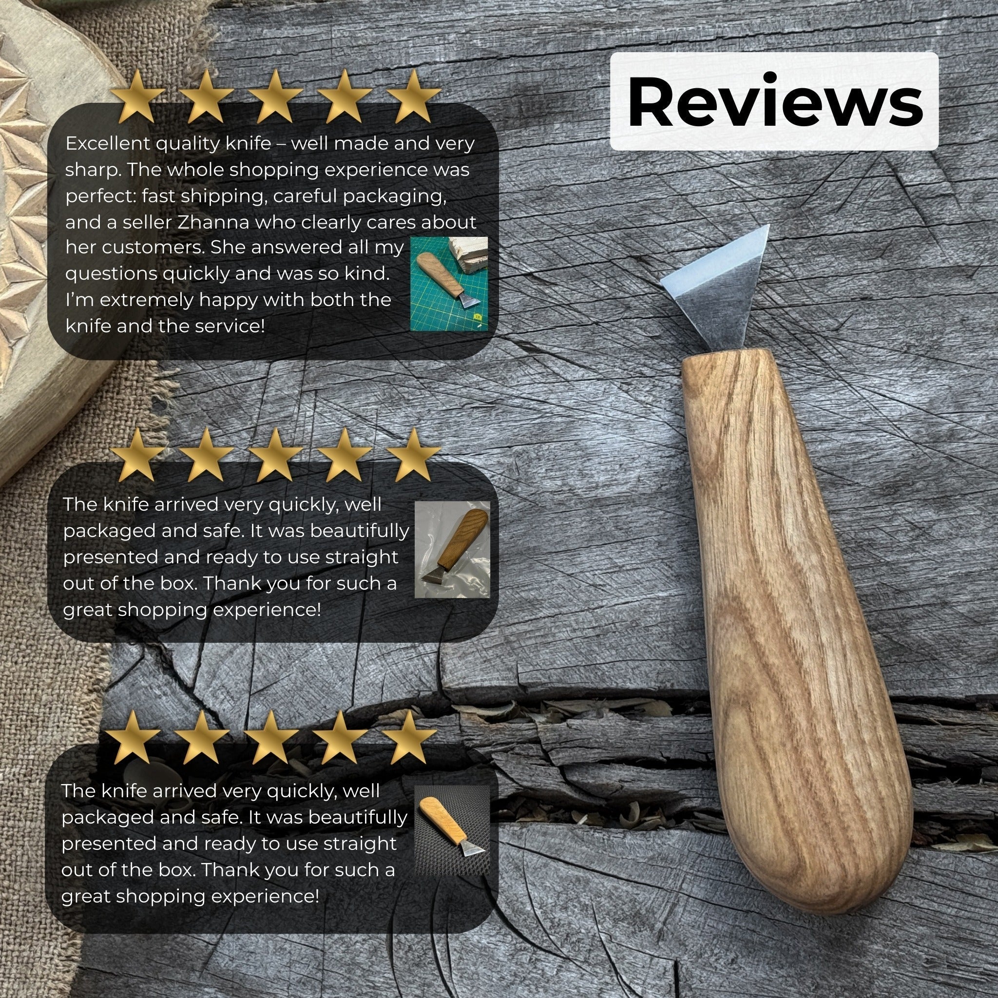 Sharky Forged Steel Tools Chip Carving Knife with 2.5 cm blade and wooden handle
