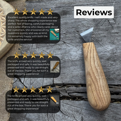 Sharky Forged Steel Tools Chip Carving Knife with 2.5 cm blade and wooden handle