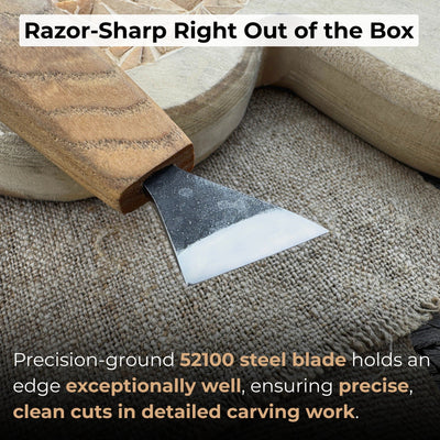 Sharky Forged Steel Tools Chip Carving Knife with 2.5 cm blade and wooden handle