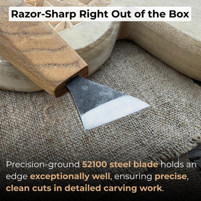 Sharky Forged Steel Tools Chip Carving Knife with 2.5 cm blade and wooden handle