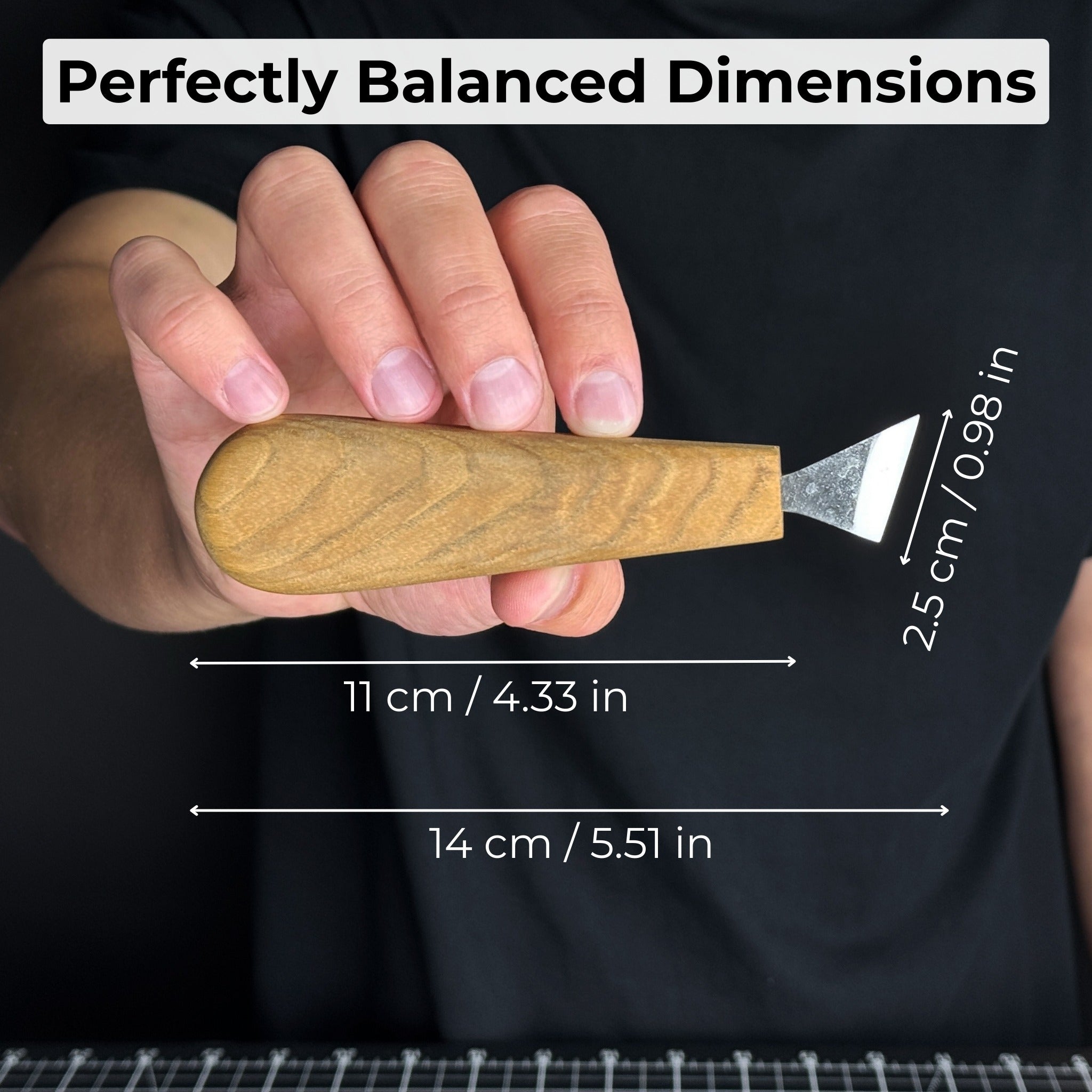 Sharky Forged Steel Tools Chip Carving Knife with 2.5 cm blade and wooden handle