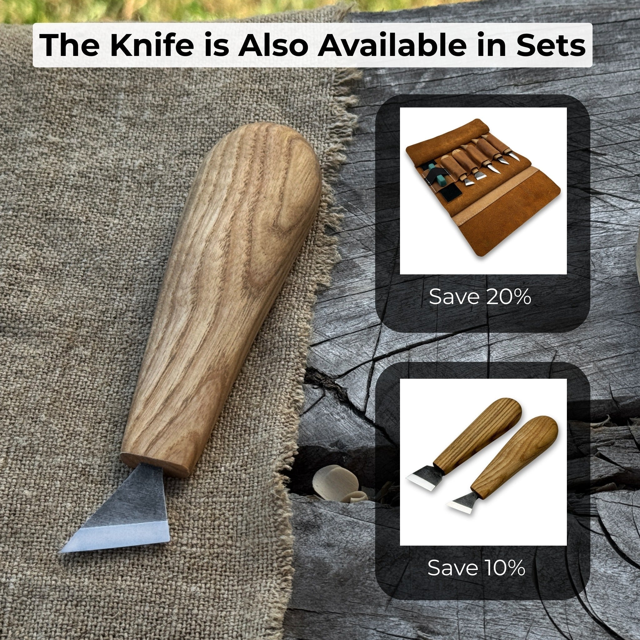 Sharky Forged Steel Tools Chip Carving Knife with 2.5 cm blade and wooden handle