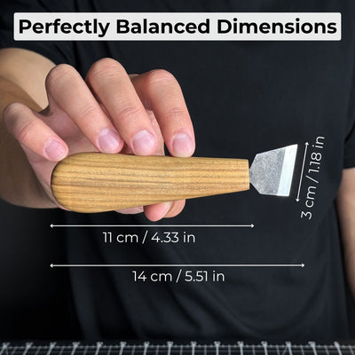 Chip Carving Knife with 3 cm blade and ash wood handle by Sharky Forged Steel Tools