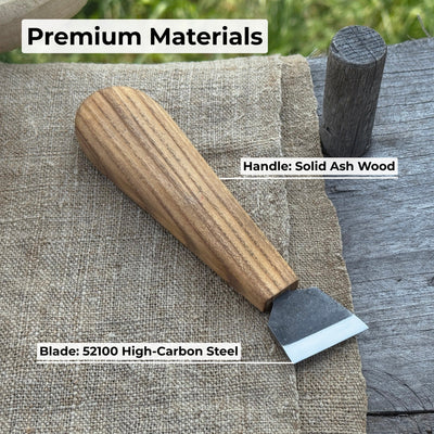 Chip Carving Knife with 3 cm blade and ash wood handle by Sharky Forged Steel Tools
