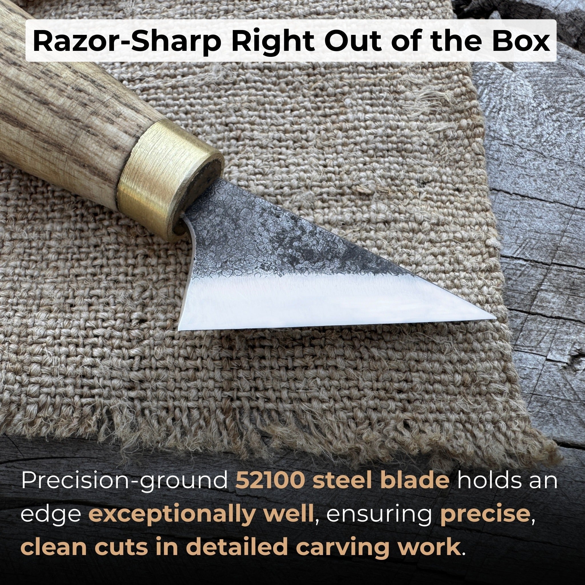 Sharky Forged Steel Tools hand-forged chip carving knife with ash wood handle