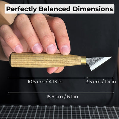 Sharky Forged Steel Tools hand-forged chip carving knife with ash wood handle