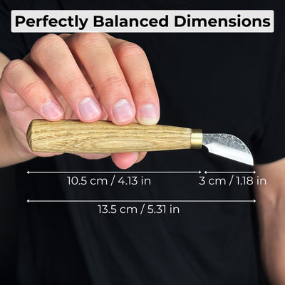 Hand-forged chip carving knife with 3 cm blade and ash wood handle