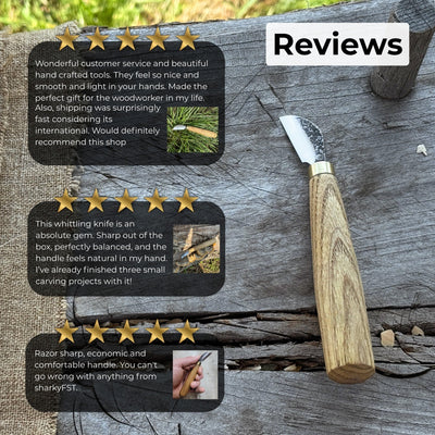 Hand-forged chip carving knife with 3 cm blade and ash wood handle