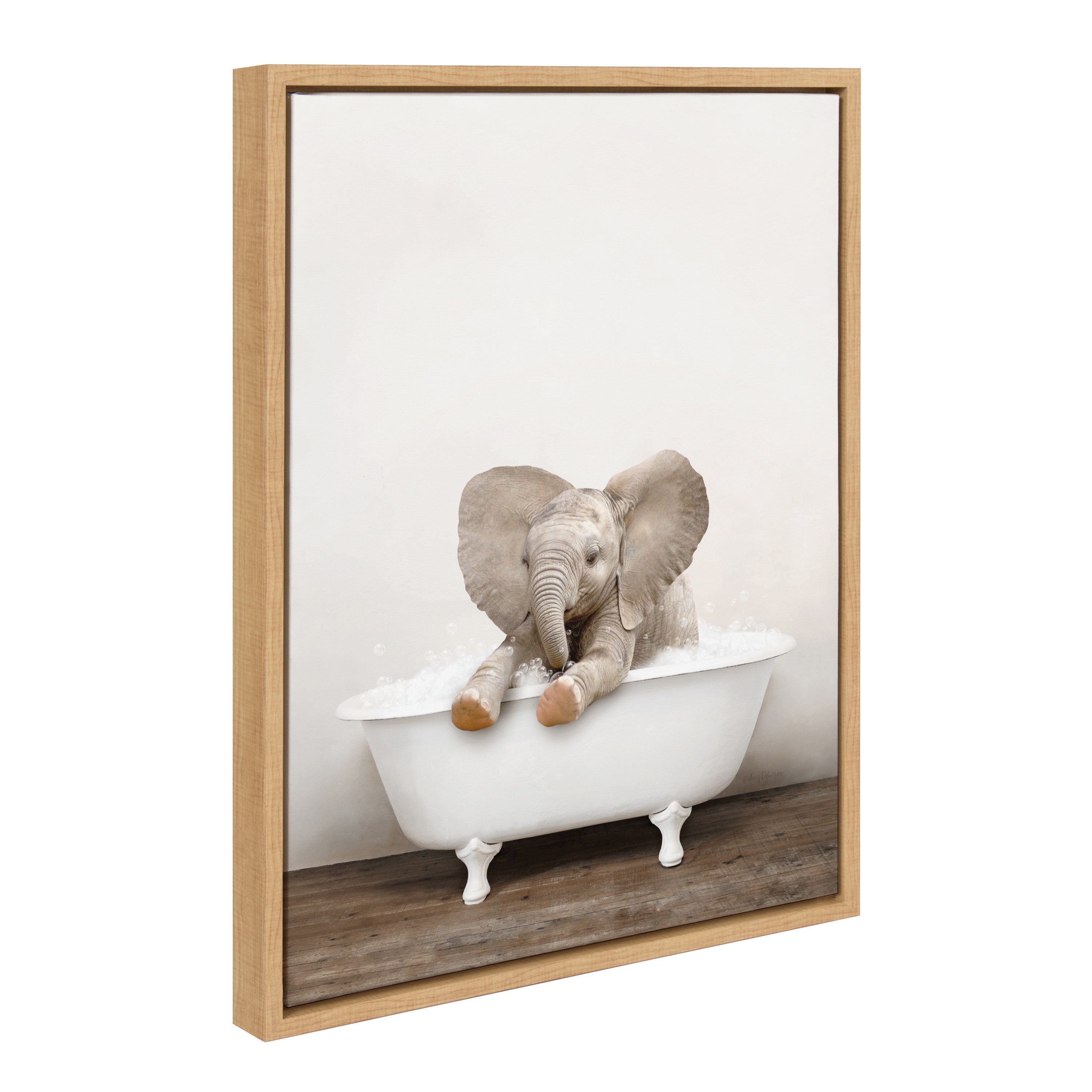 Sylvie Baby Elephant No 6 in Rustic Bath Framed Canvas by kateandlaurel - product image 19 for Resin Society
