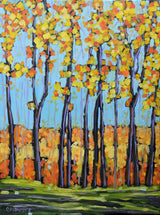 "Scenic Stroll Along the River" Autumn River Glass Art Print by Dreese Fine Art - Resin Society