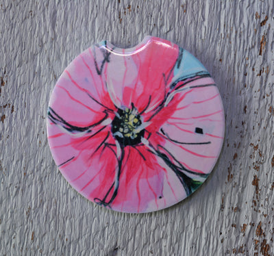 Car Coaster: Hibiscus. Artist Christi Dreese by Dreese Fine Art - Resin Society