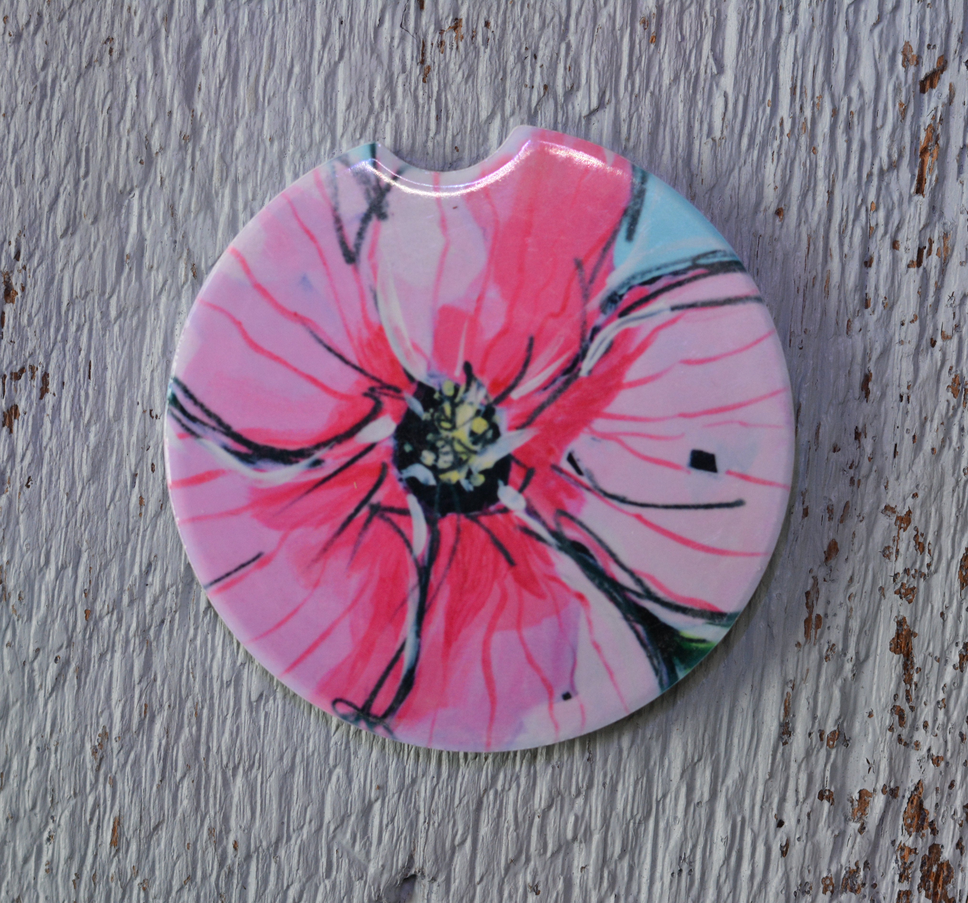 Car Coaster: Hibiscus. Artist Christi Dreese by Dreese Fine Art - Resin Society