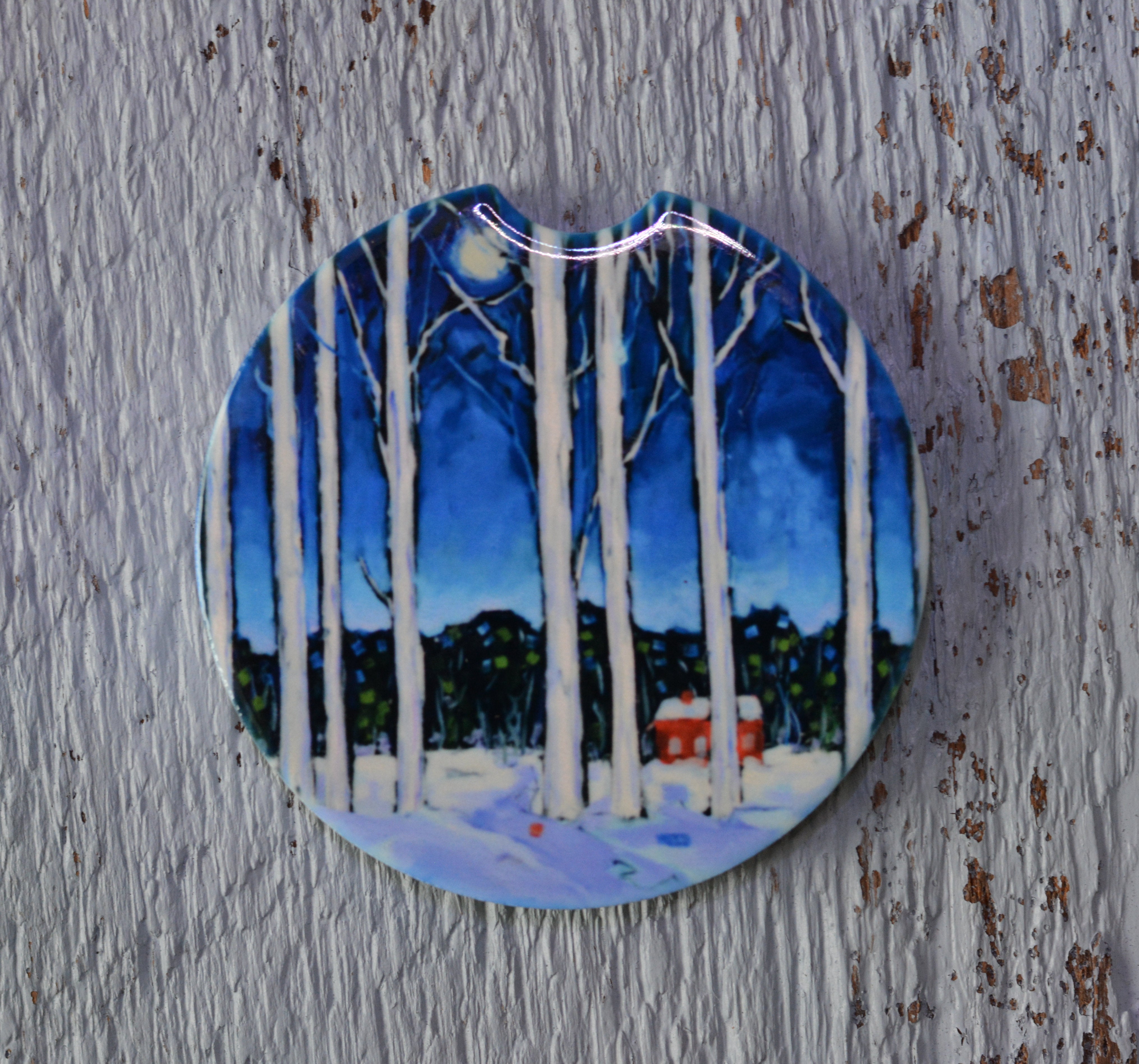 Car Coaster: Blame it on the Moon. Artist Christi Dreese by Dreese Fine Art - Resin Society