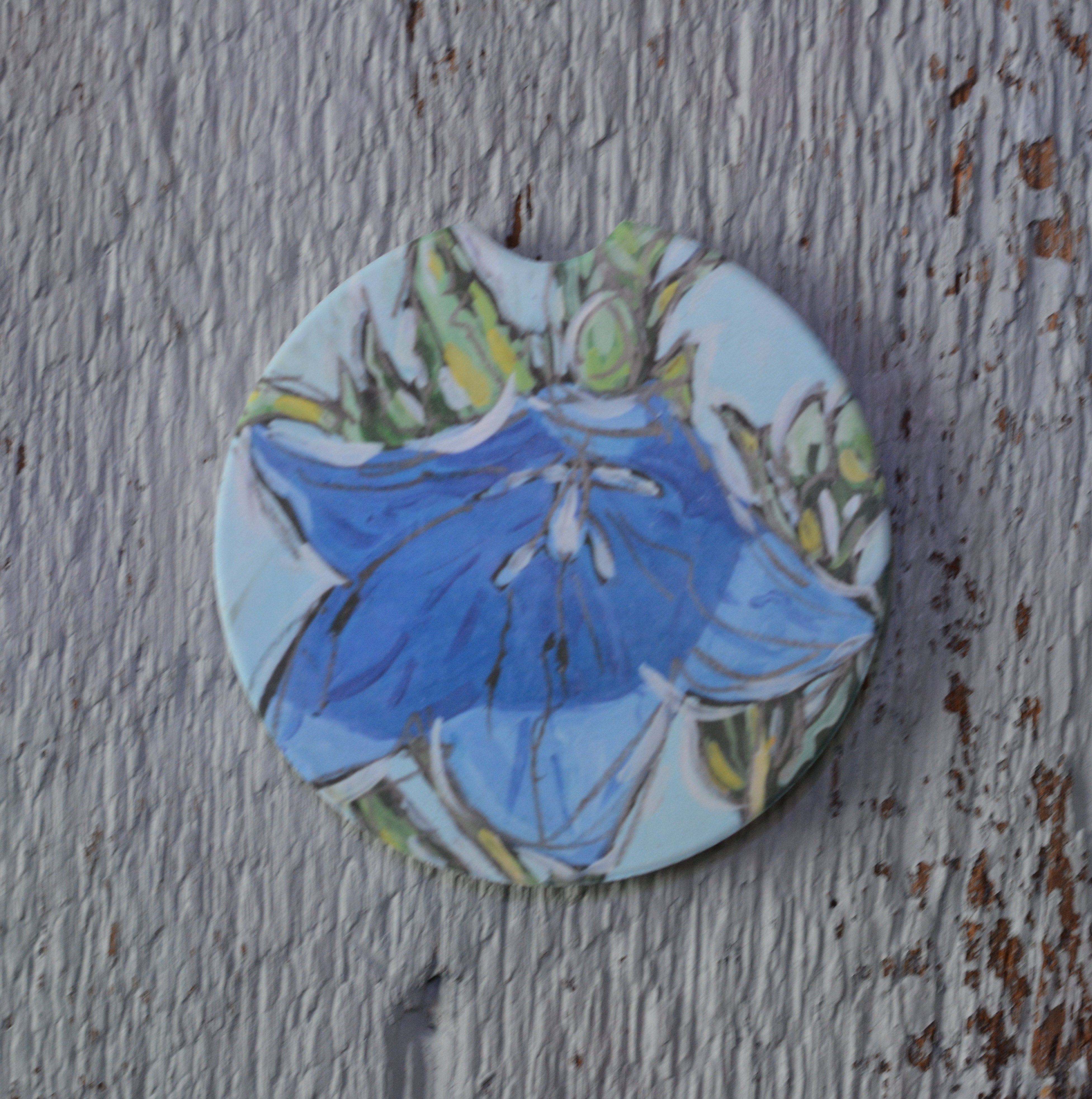 Car Coaster: Blue Bell. Artist Christi Dreese detail image - Resin Society