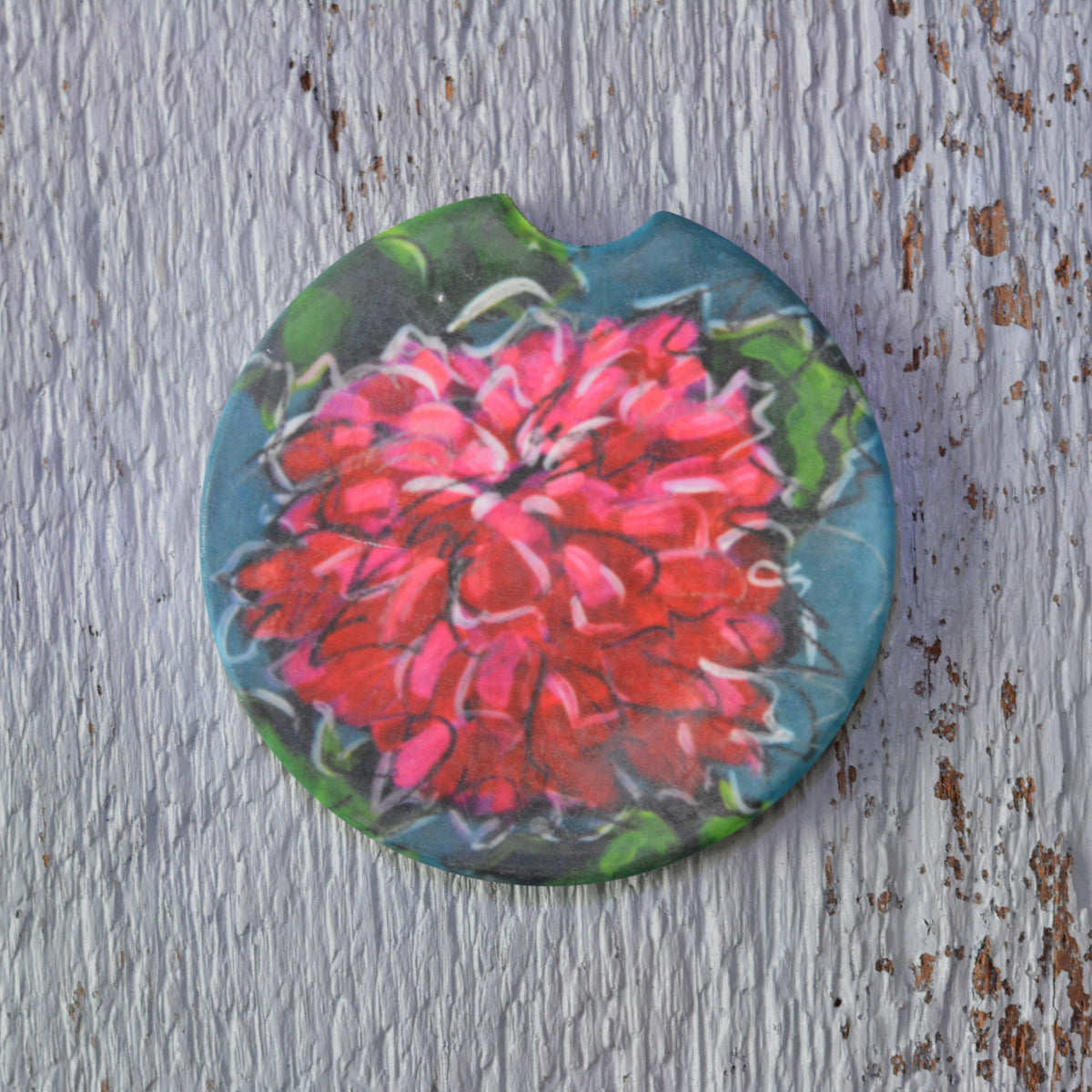 Car Coaster: Chrysanthemum. Artist Christi Dreese by Dreese Fine Art - Resin Society