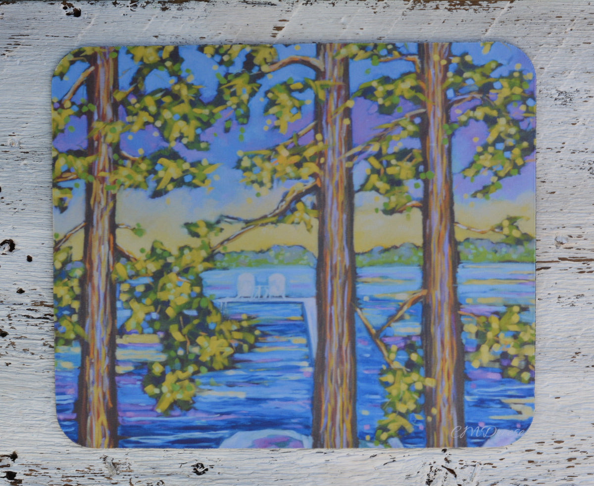 Mousepad: Weekend Getaway. Lake. Water. Sunset. Cottage by Dreese Fine Art - Resin Society