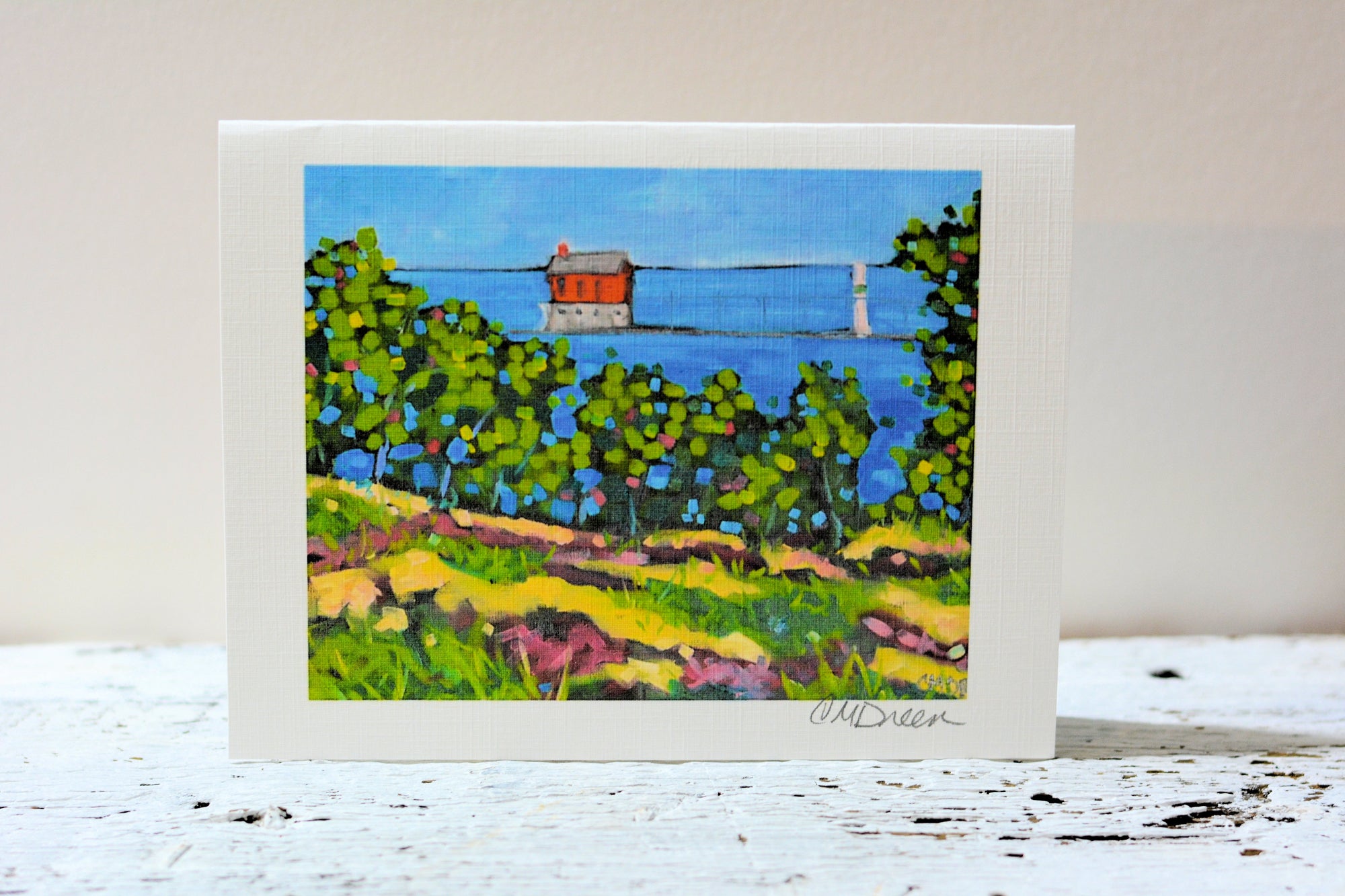 Notecard featuring original artwork of Rosy Mound, Grand Haven, Michigan by Christi Dreese