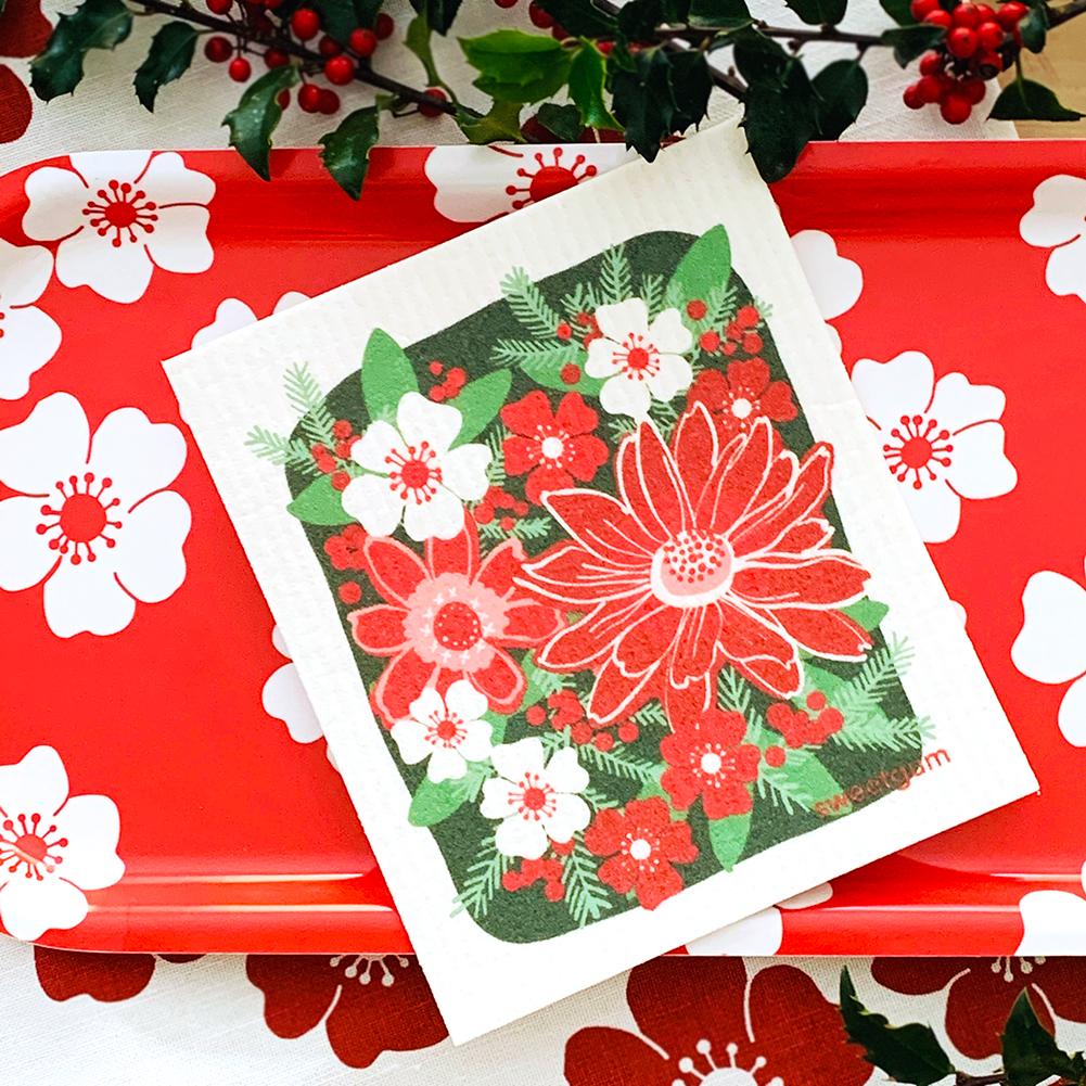 Christmas Flowers Poinsettia Swedish Dishcloth by sweetgum home, LLC - product image 3 for Resin Society