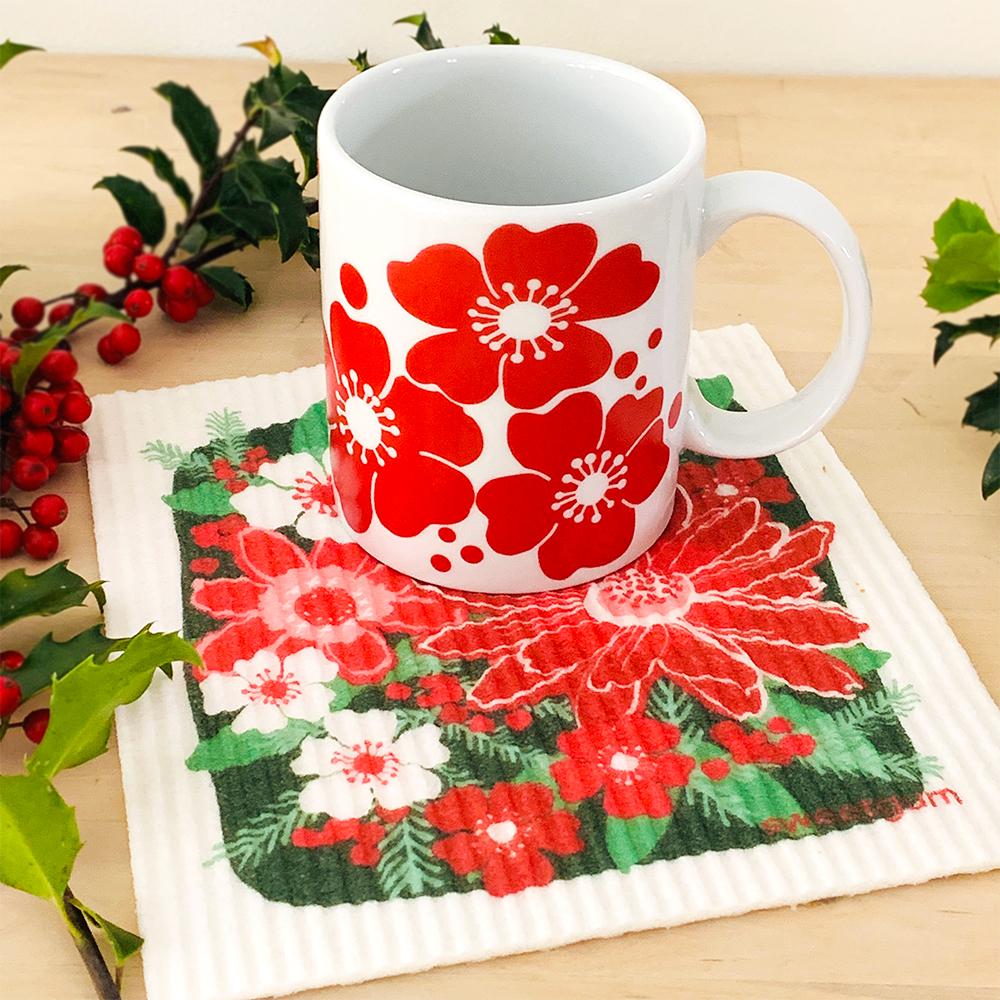 Christmas Flowers Poinsettia Swedish Dishcloth by sweetgum home, LLC - product image 4 for Resin Society