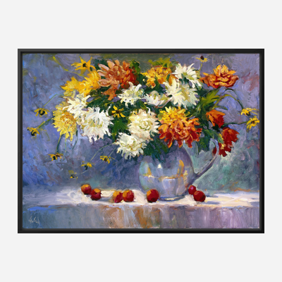 Chrysanthemums Artist Enhanced Canvas Print by John Beard Collection - product image 5 for Resin Society