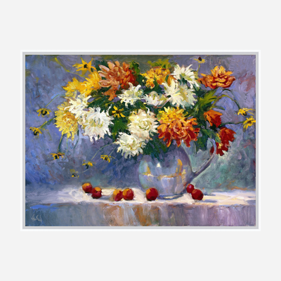 Chrysanthemums Artist Enhanced Canvas Print by John Beard Collection - product image 6 for Resin Society