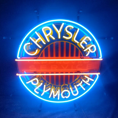 Chrysler Plymouth Auto Car Logo Neon Sign lit on acrylic backing