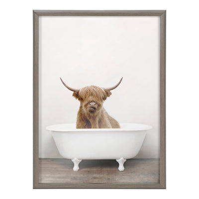 Blake Highland Cow in Tub Color Framed Printed Glass by kateandlaurel - product image 15 for Resin Society