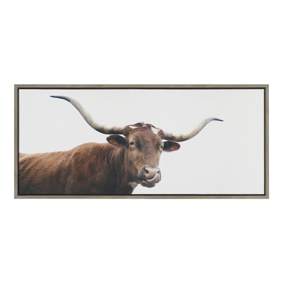 Sylvie Texas Longhorn Cow Lick Framed Canvas by kateandlaurel - product image 2 for Resin Society