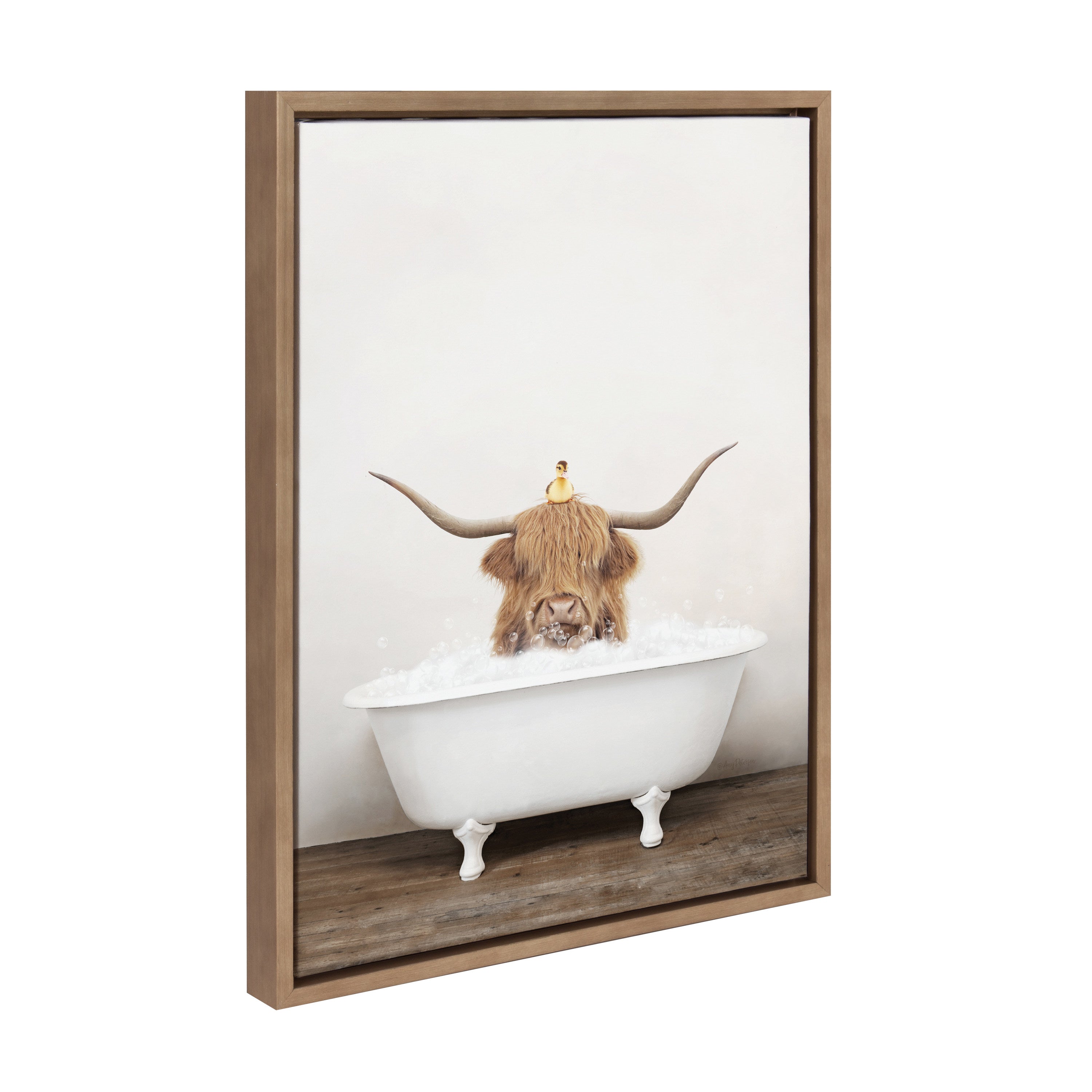 Sylvie Highland Cow and Duckling in Rustic Bath Framed Canvas by kateandlaurel - product image 7 for Resin Society