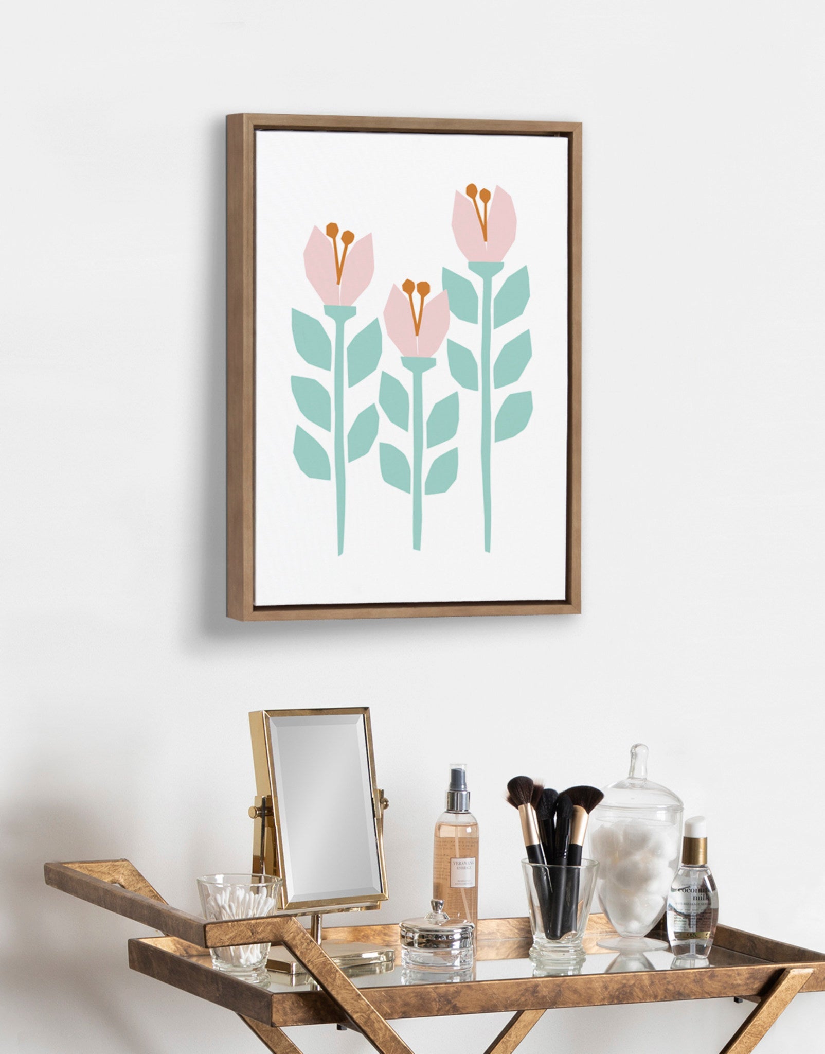 Sylvie Scandi Paper Flowers Framed Canvas by kateandlaurel - product image 7 for Resin Society